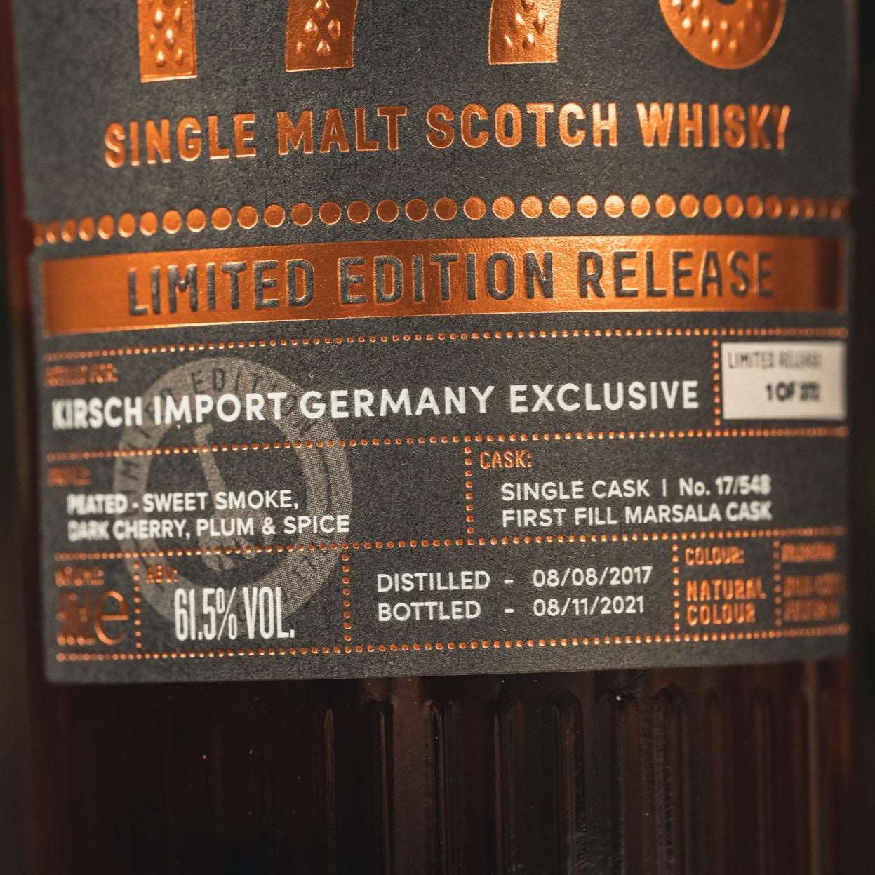 1770 Glasgow | 4 Jahre | Peated | Kirsch Import | 0,5l | 61,5%GET A BOTTLE