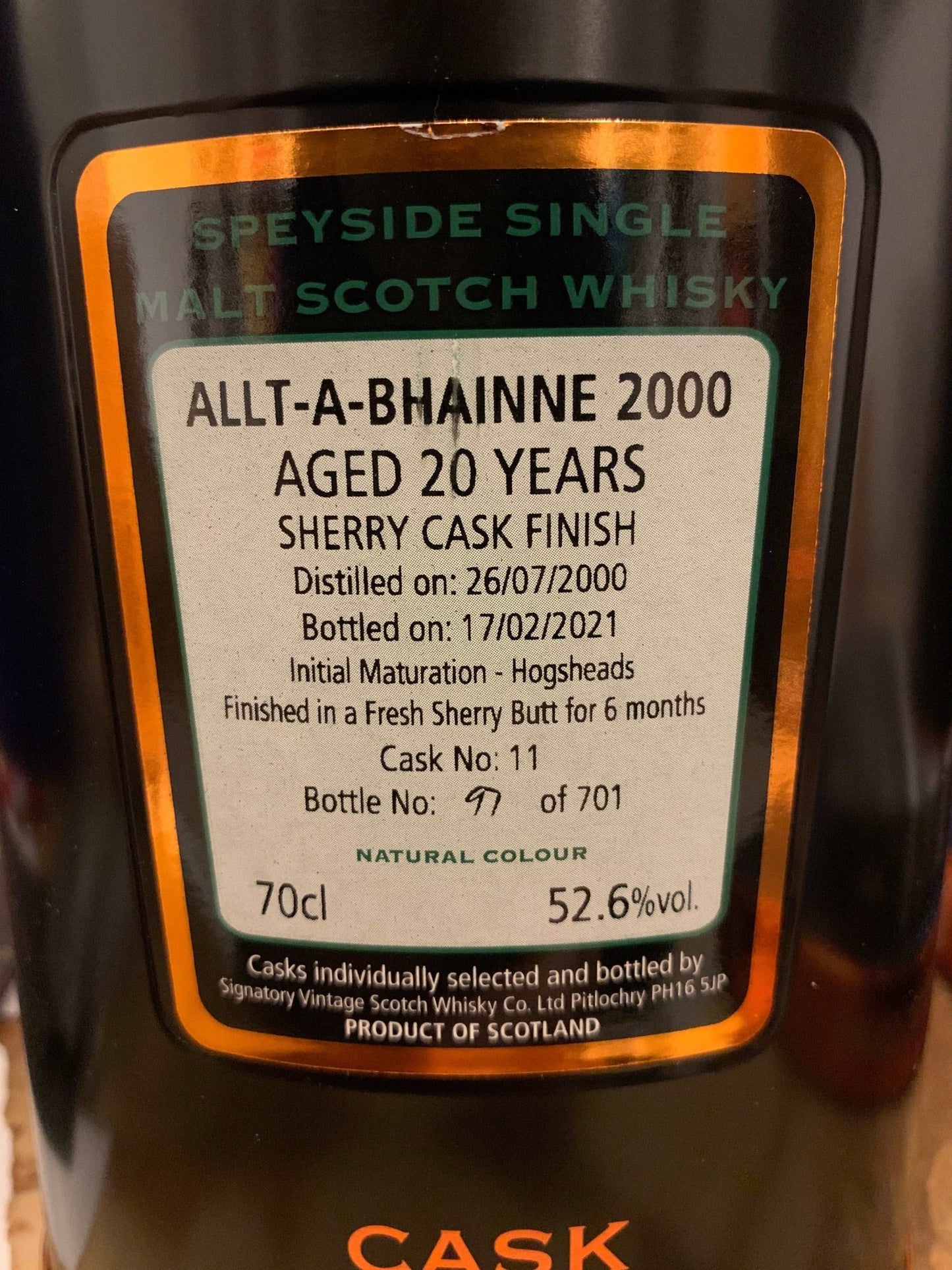 Allt-a-Bhainne | 2000/2021 Cask No. 11 | Signatory Vintage | Cask Strength Collection | 0,7l | 52,6%GET A BOTTLE