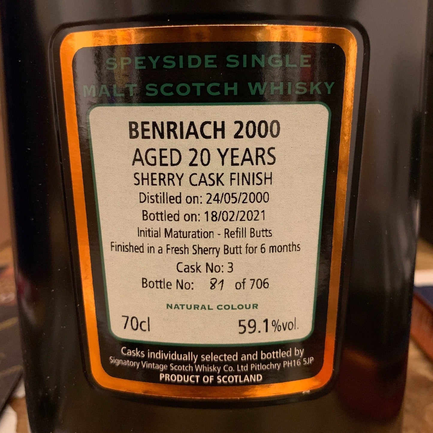 BenRiach | 2000/2021 | Cask No. 3 | Signatory Vintage | Cask Strength Collection | 0,7l | 59,1%GET A BOTTLE