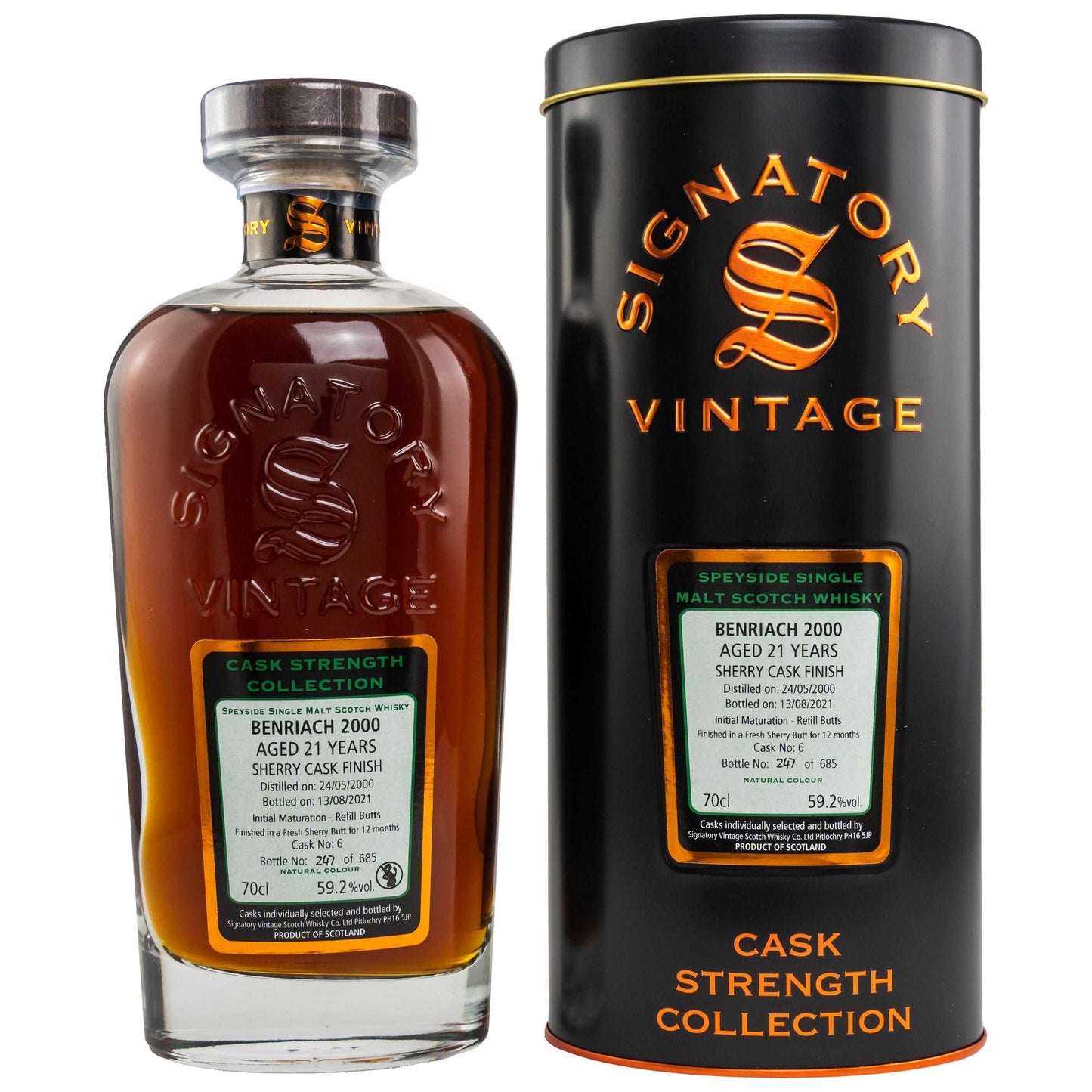BenRiach | 21 Jahre | 2000/2021 | Signatory Vintage | Sherry Cask Finish | Cask No. 6 | 0,7l | 59,2%GET A BOTTLE