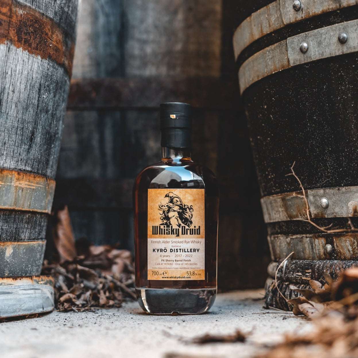Kyrö | Whisky Druid | 4 Jahre | 2017/2021 | Cask #YK5682 | Finnish Alder Smoked Rye Whisky | 0,5l | 53,8%GET A BOTTLE