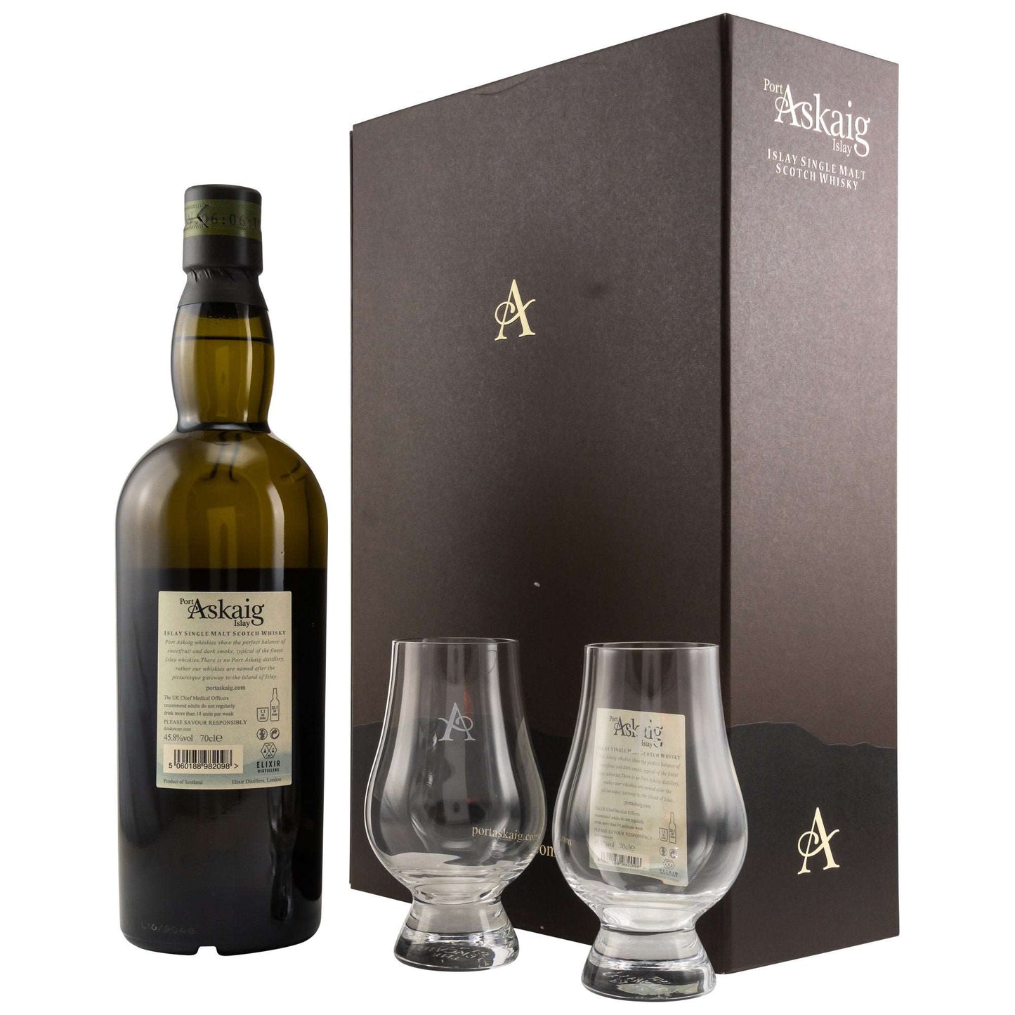 Port Askaig | 8 Jahre | Geschenkset mit 2 Glencairn Gläser | 0,7l | 45,8%GET A BOTTLE