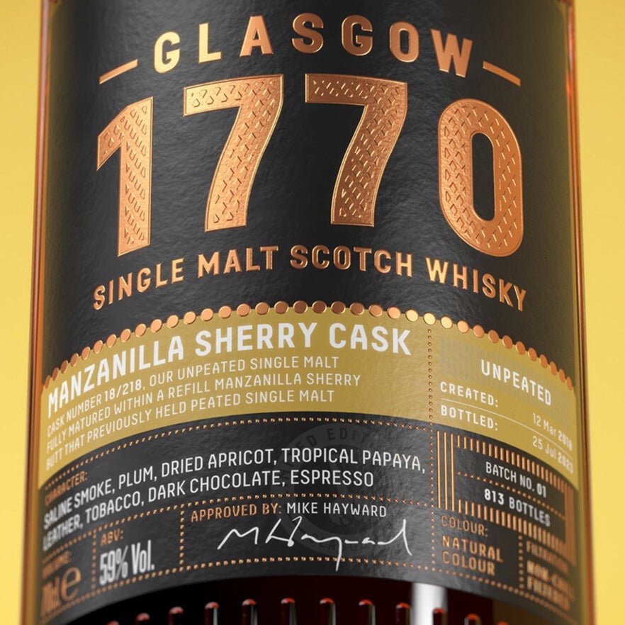 1770 Glasgow | 5 Jahre | 2018/2023 | Manzanilla Cask #8/218 | 59%GET A BOTTLE