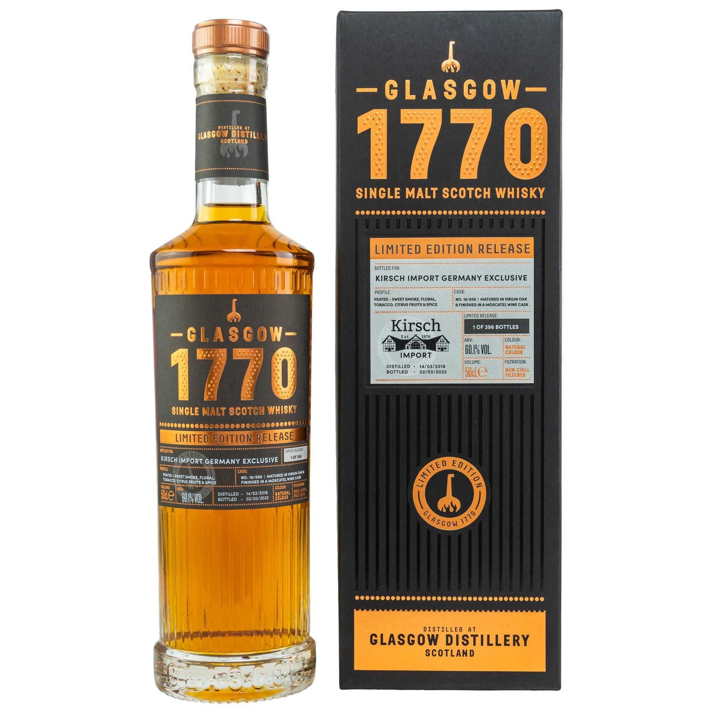 1770 Glasgow | 3 Jahre | 2018/2022 | Peated | Moscatel Finish| 0,5l | 60,1%GET A BOTTLE