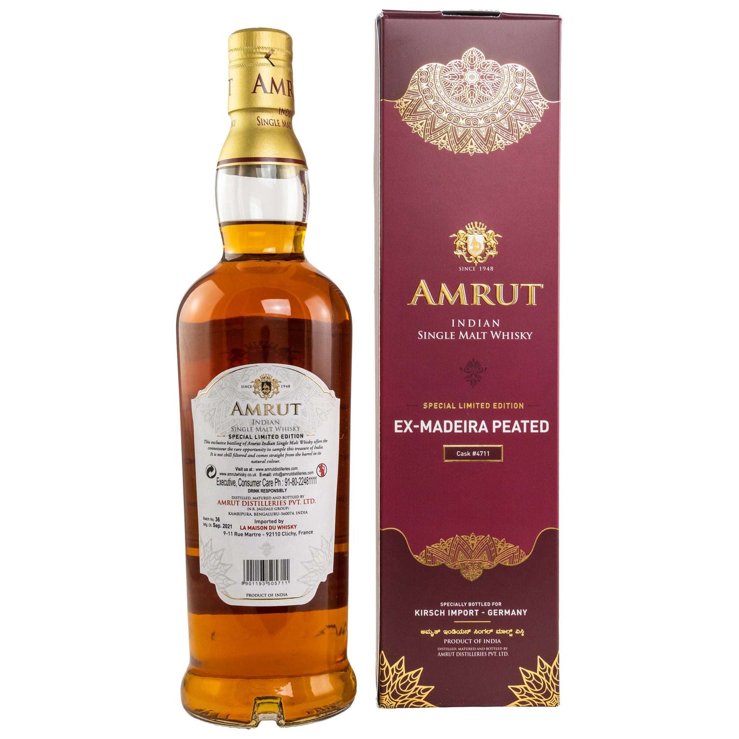 Amrut | 6 Jahre | 2015/2021 | Ex-Madeira Peated Cask #4711 | Indian Whisky | 0,7l | 60%GET A BOTTLE