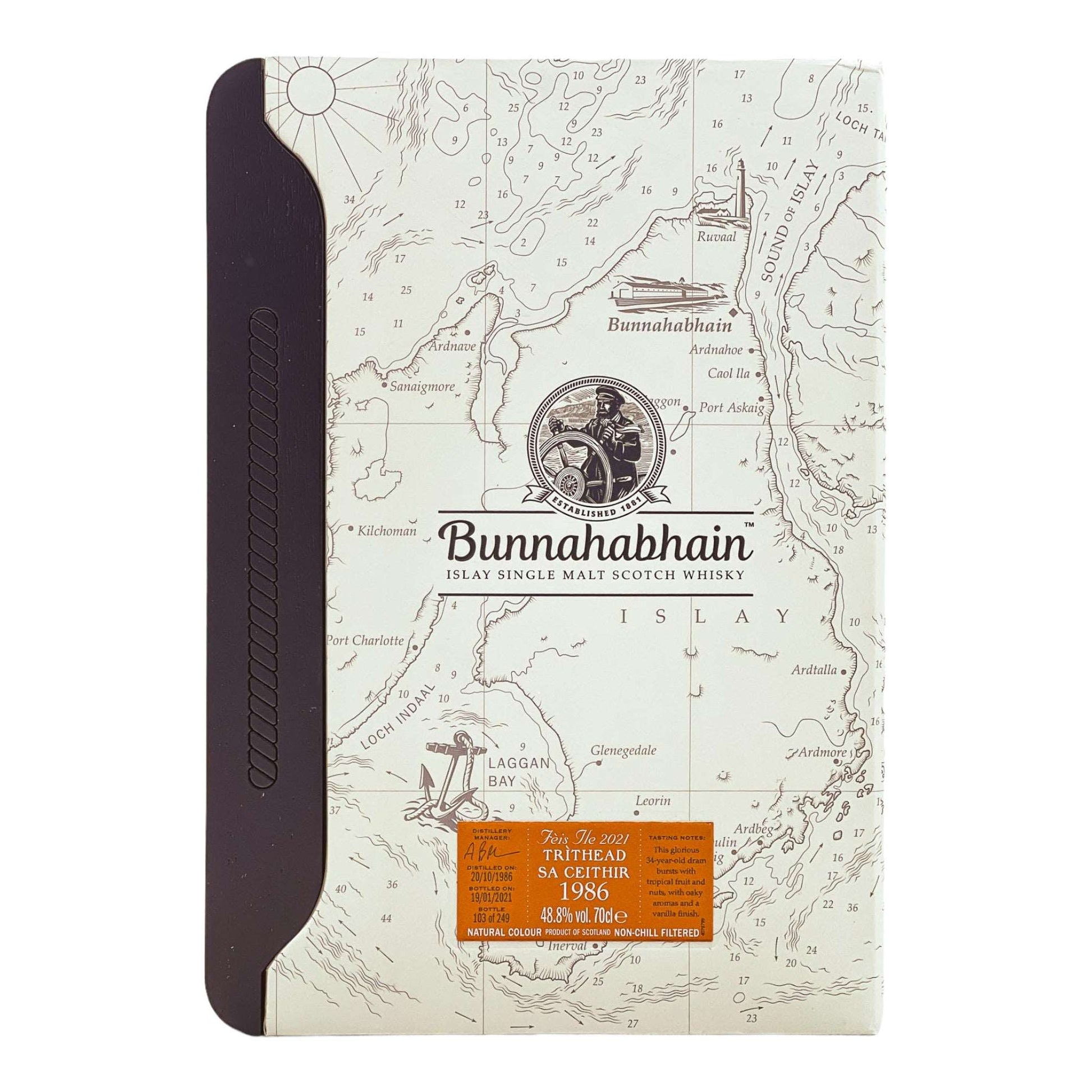 Bunnahabhain | 34 Jahre | Feis Ile 2021 | 1986 TRITHEADS’A CEITHIR | 0,7l | 48,8%GET A BOTTLE