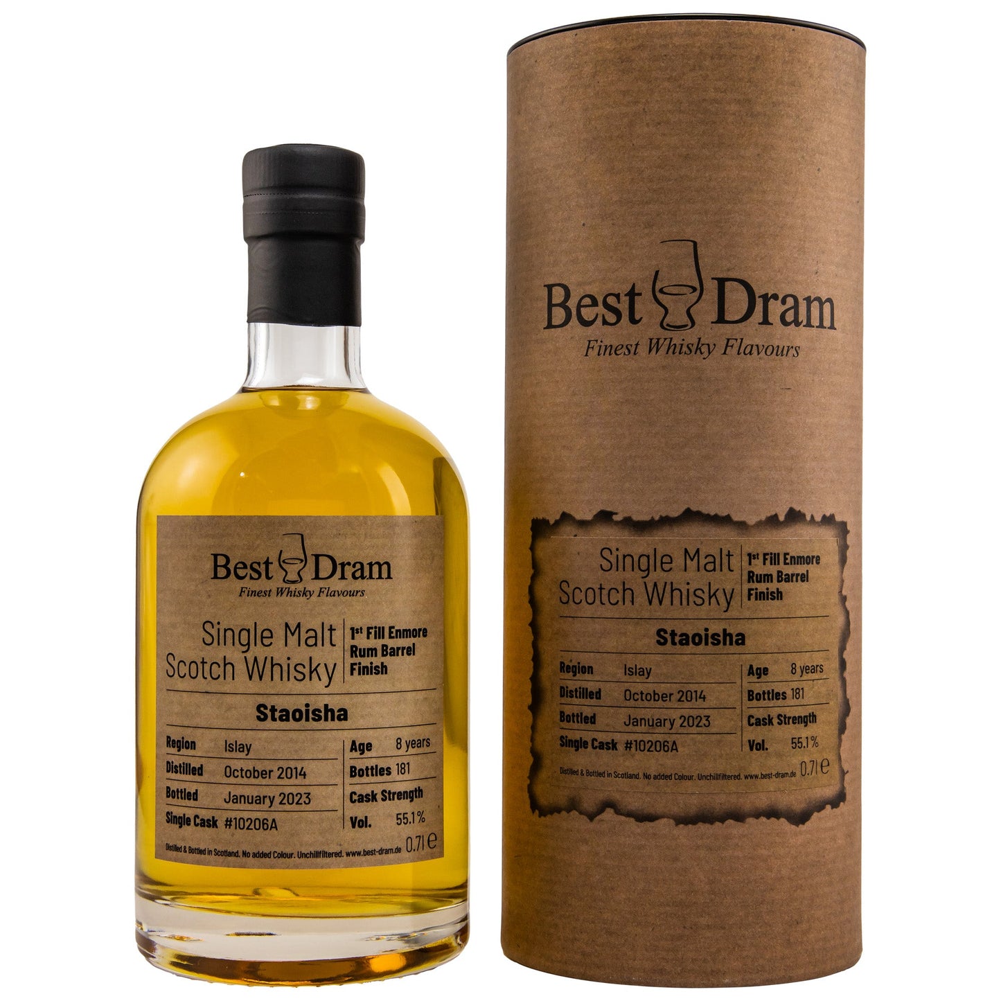 Bunnahabhain Staoisha | 8 Jahre | 2014/2023 | Enmore Rum #10206A | Best Dram | 0,7l | 55,1%GET A BOTTLE