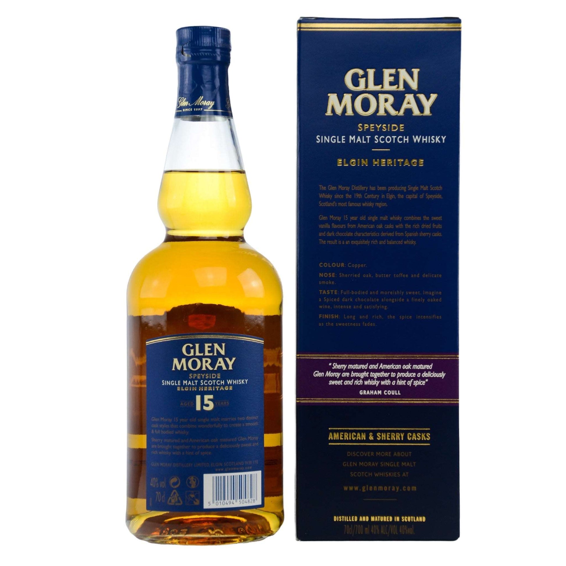 Glen Moray | 15 Jahre | Elgin Heritage | Single Malt Scotch Whisky | 0,7l | 40%-vol - GET A BOTTLE