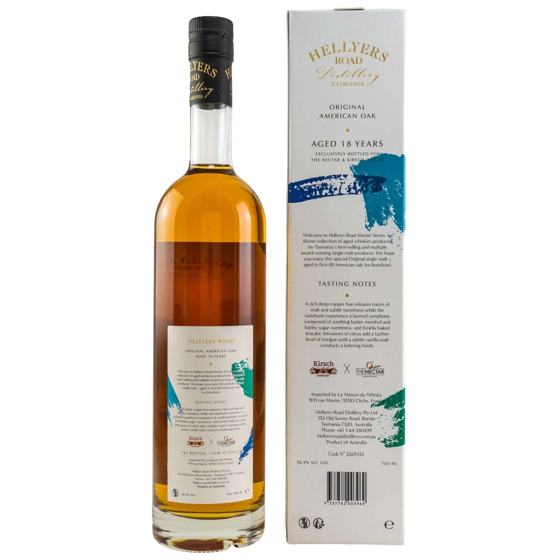 Hellyers Road | 18 Jahre | Cask #2269.03 | Original American Oak | Tasmania Whisky | 0,7l | 56,4%GET A BOTTLE