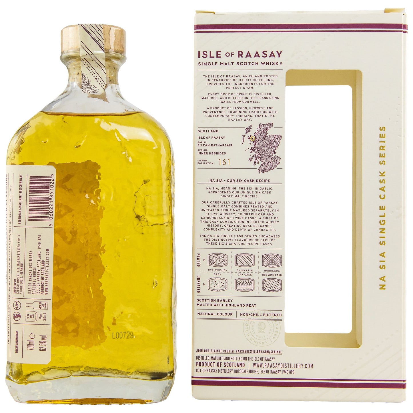 Isle of Raasay | 2018/2022 | Single Cask #18/629 | Peated Rye | Herbidean Scotch Whisky | 0,7l | 62,5%GET A BOTTLE