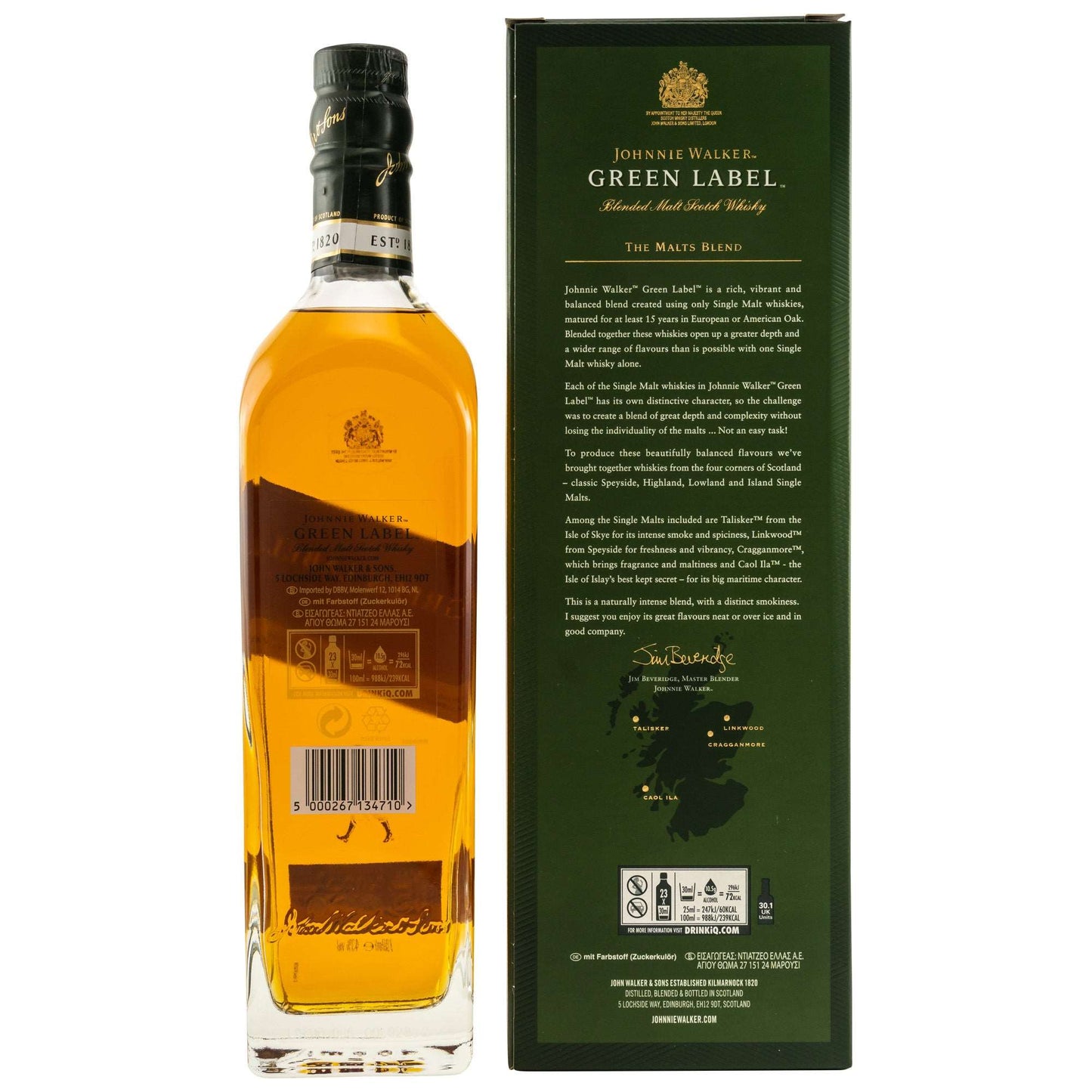 Johnnie Walker | 15 Jahre | Green Label | Blended Malt Scotch Whisky | 0,7l | 43%GET A BOTTLE