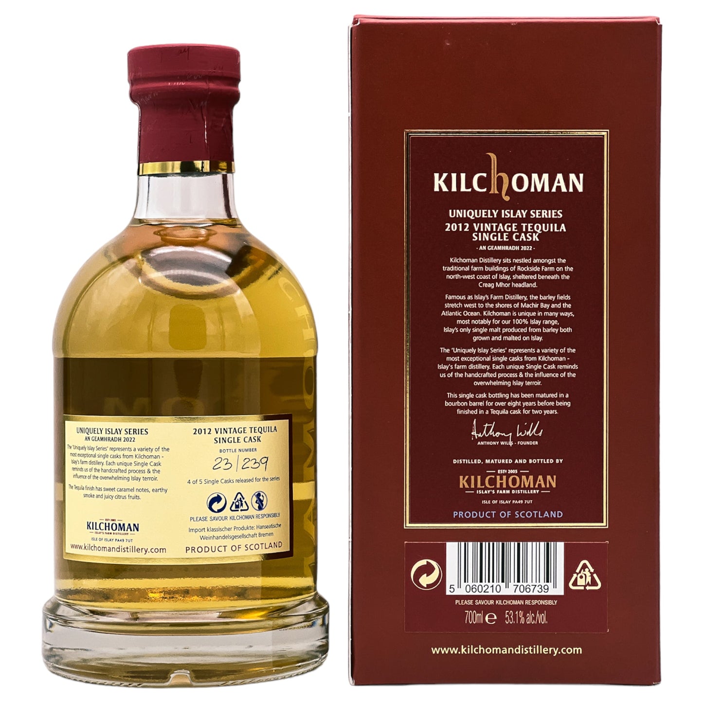 Kilchoman | Uniquely Islay | Tequila Finish | Vintage 2012 | Cask 823/2012 | 0,7l | 53,1%GET A BOTTLE