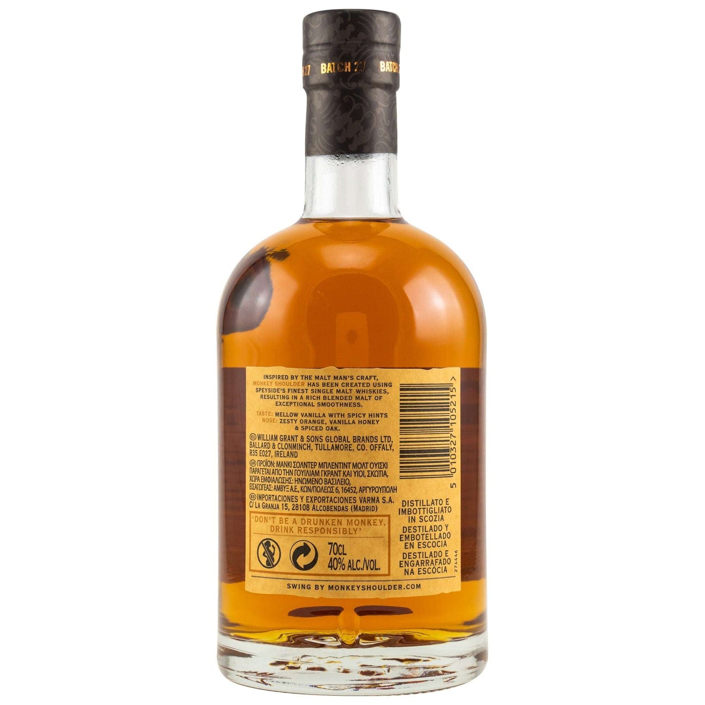 Monkey Shoulder | The Original | Batch 27 | Blended Malt Scotch Whisky | 0,7l | 40%GET A BOTTLE