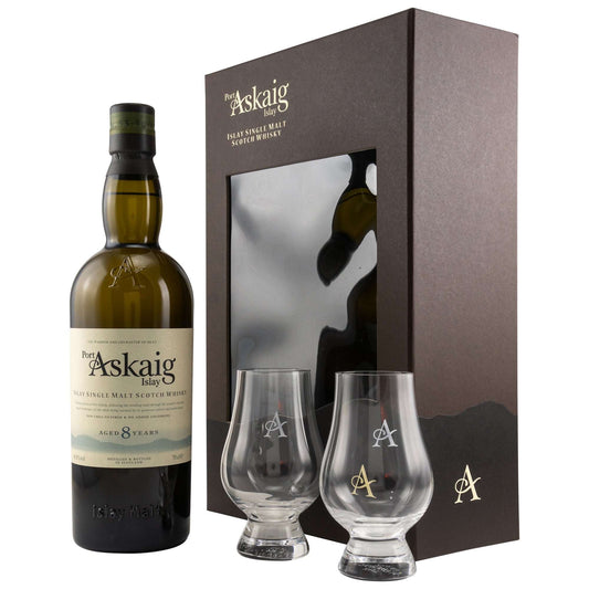 Port Askaig | 8 Jahre | Geschenkset mit 2 Glencairn Gläser | 0,7l | 45,8%GET A BOTTLE