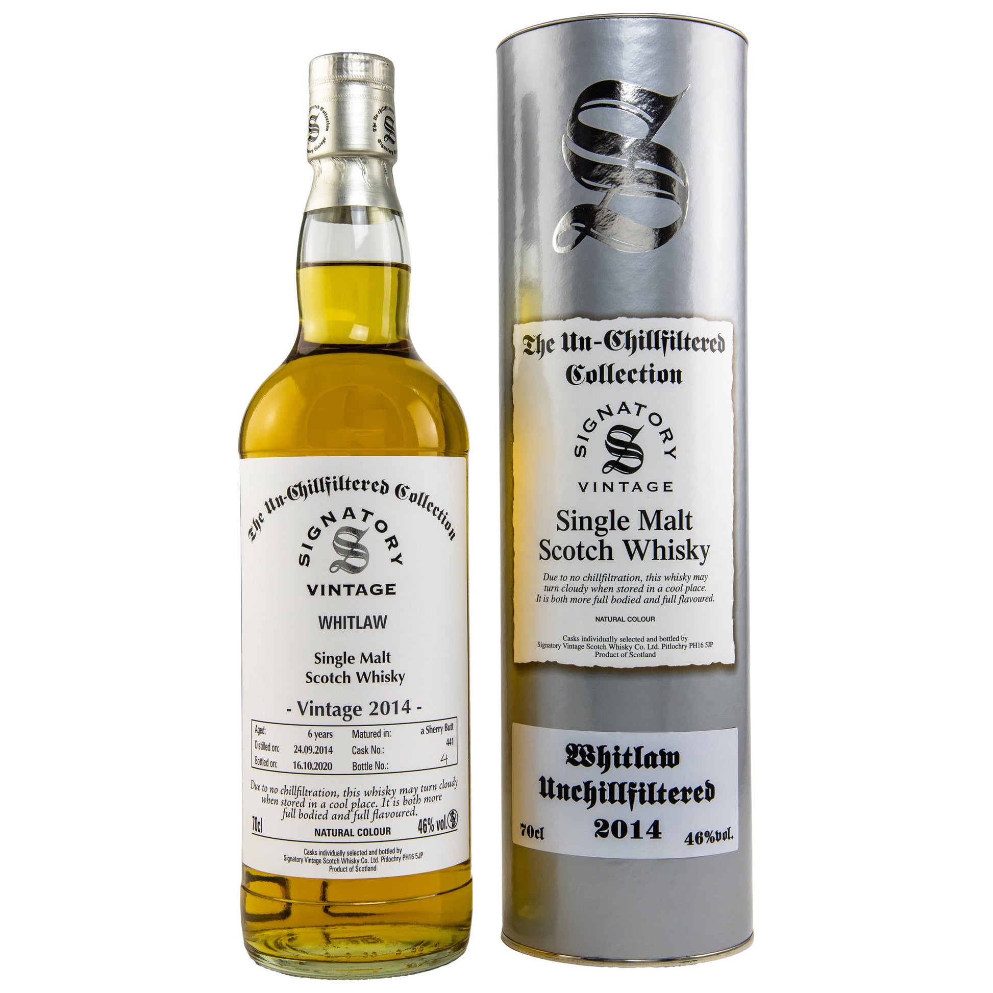 Whitlaw | 6 Jahre | 2014/2020 | Sherry Butt #441 | Unchillfiltered | Signatory Vintage | 0,7l | 46%GET A BOTTLE