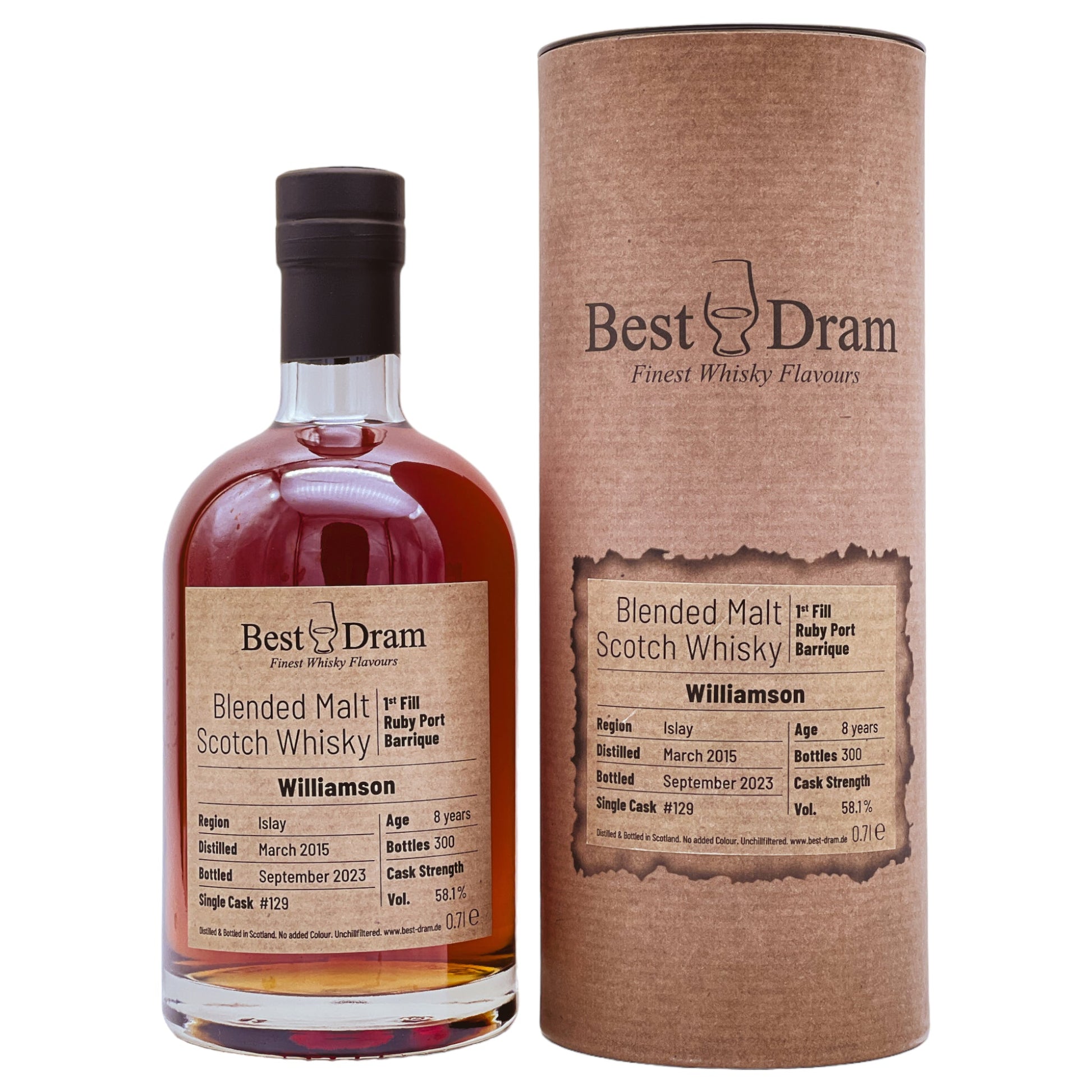 Williamson | 8 Jahre | 2015/2023 | Best Dram | Ruby Port #129 | Blended Malt Scotch Whisky | 58,1%GET A BOTTLE